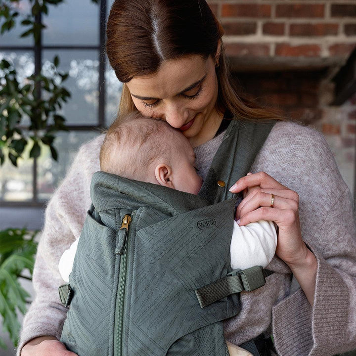 Voksi Huddle Zip On Baby Carrier - Meadow Green Jacquard-Baby Carriers-Meadow Green Jacquard- | Natural Baby Shower