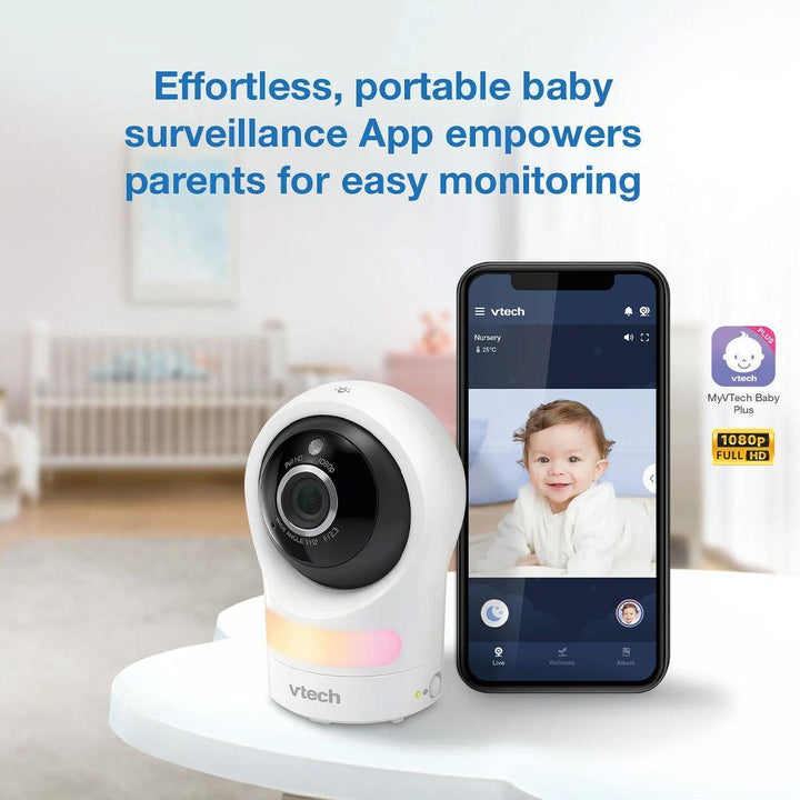 VTech RM9761 Wi-Fi 1080p Smart Baby Cam - White-Baby Monitors-White-One Size | Natural Baby Shower