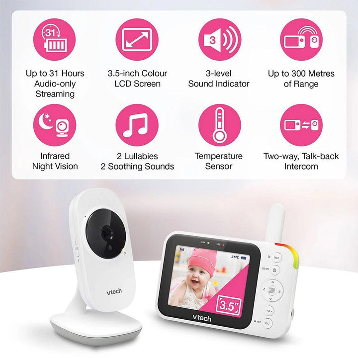 VTech VM4252 3.5 Inch Video Baby Monitor - White-Baby Monitors-White-One Size | Natural Baby Shower