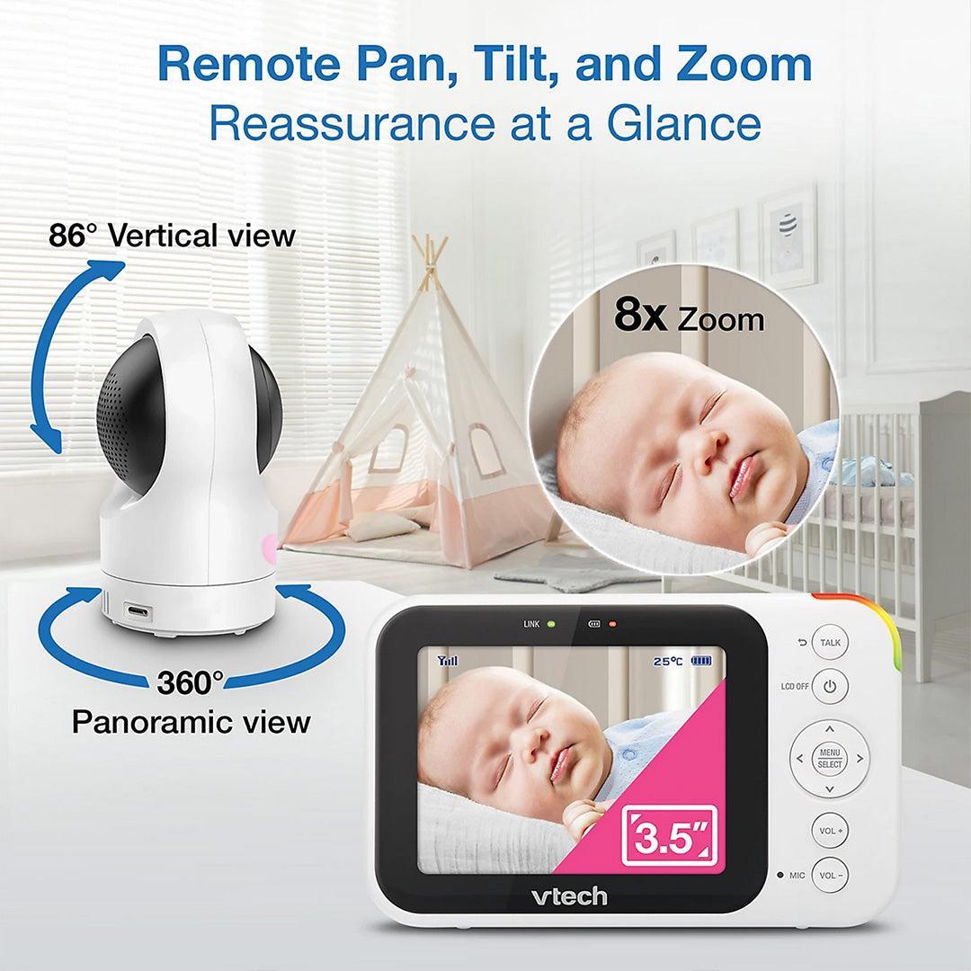 VTech RM4761 3.5 Inch Smart Wi-Fi Pan & Tilt Monitor - White-Baby Monitors-White-One Size | Natural Baby Shower