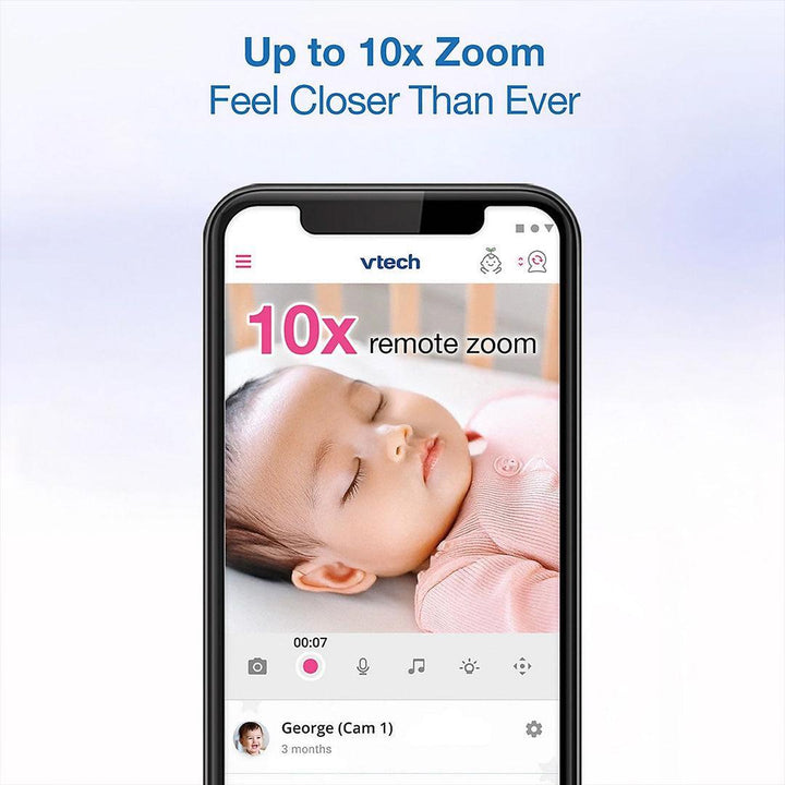 VTech RM4761 3.5 Inch Smart Wi-Fi Pan & Tilt Monitor - White-Baby Monitors-White-One Size | Natural Baby Shower