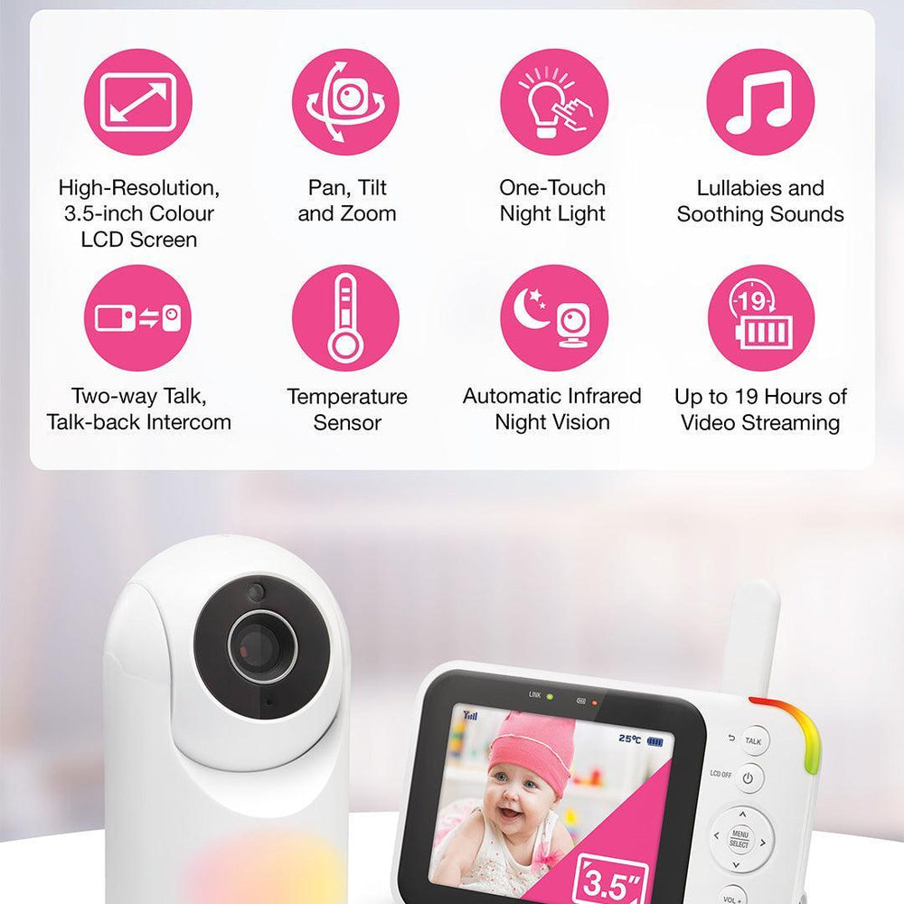 Vtech VM4263 3.5" Pan & Tilt Video Monitor - White-Baby Monitors-White- | Natural Baby Shower