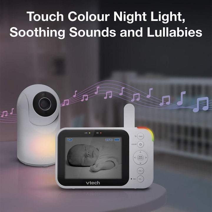Vtech VM4263 3.5" Pan & Tilt Video Monitor - White-Baby Monitors-White- | Natural Baby Shower