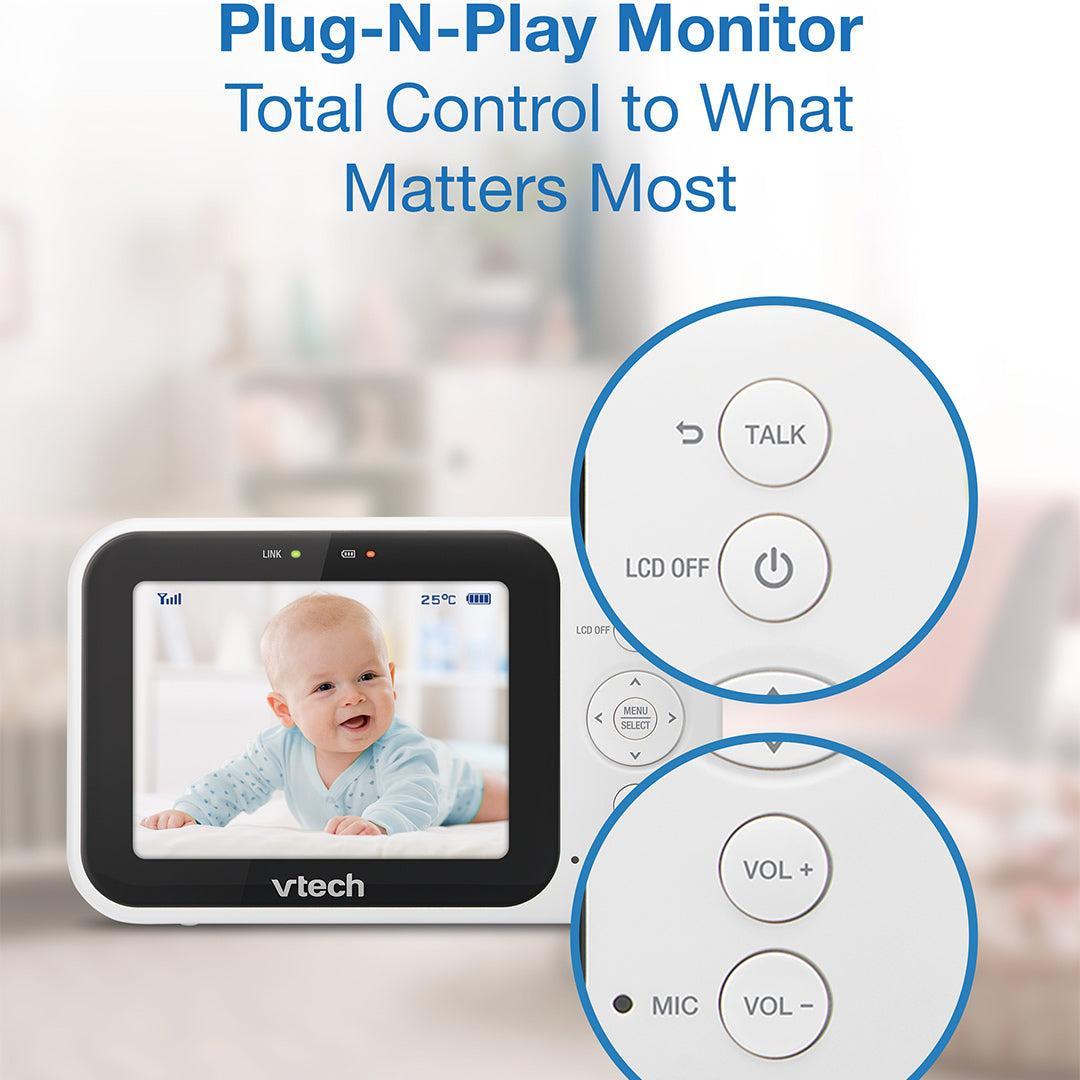 Vtech VM4263 3.5" Pan & Tilt Video Monitor - White-Baby Monitors-White- | Natural Baby Shower