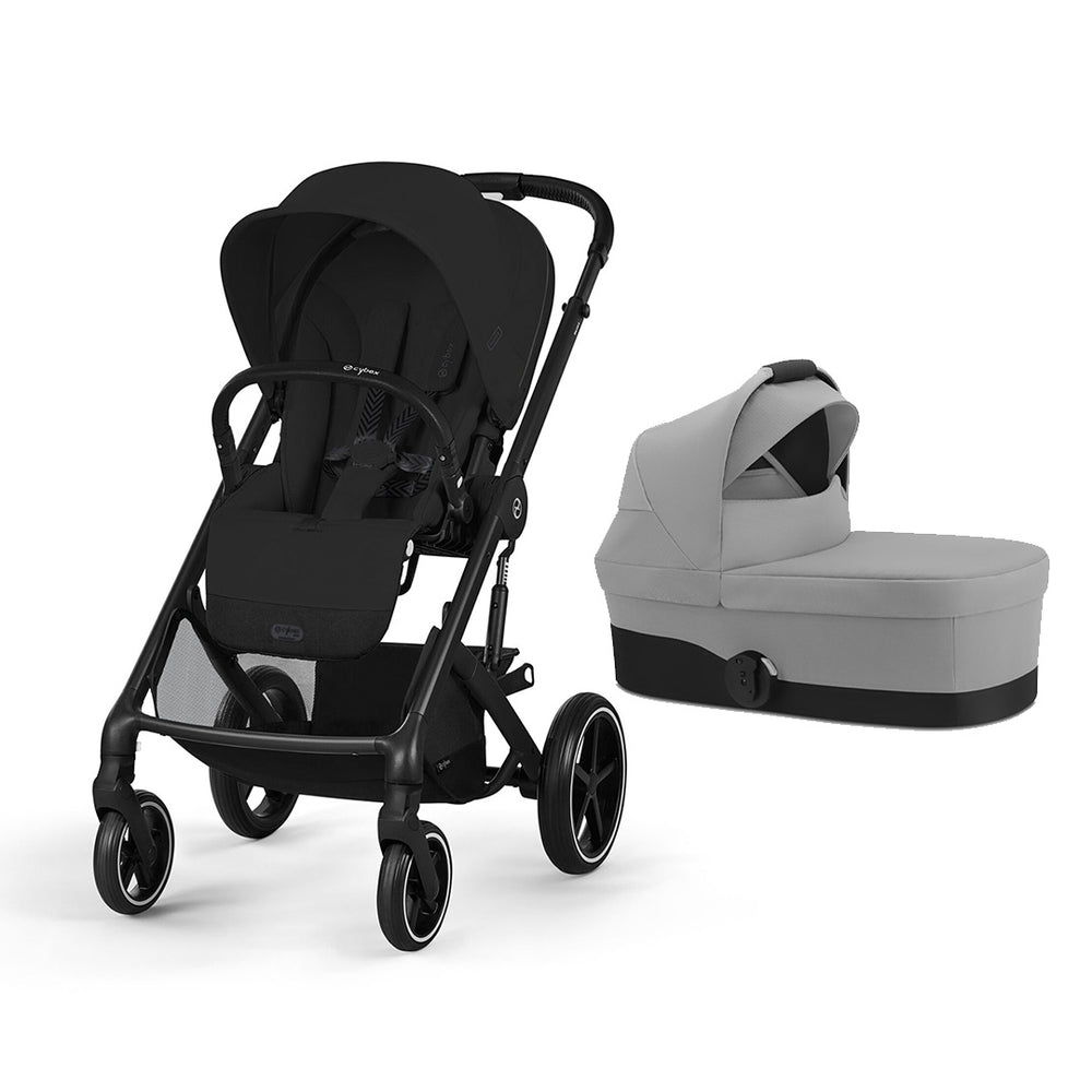 Cybex Balios S Lux Pushchair & Carrycot Bundle - Black/Grey-Stroller Bundles-Moon Black-Lava Grey | Natural Baby Shower
