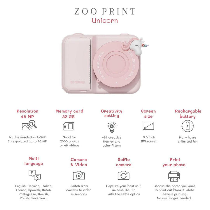The Zoofamily Zoo Print Digital Camera - Unicorn-Role Play-Unicorn-One Size | Natural Baby Shower