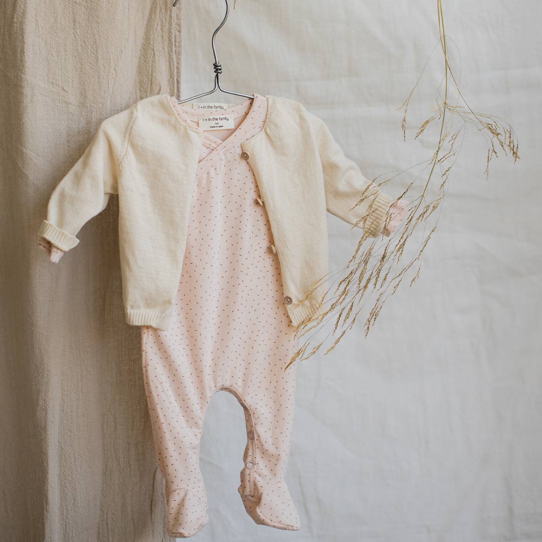 1+ in the family Nona Printed Sleepsuit - Blush-Sleepsuits-Blush-1m | Natural Baby Shower