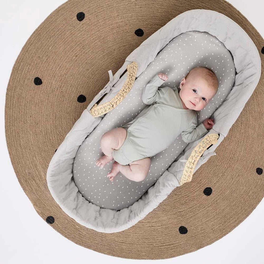 The Little Green Sheep Natural Quilted Moses Basket & Mattress - Dove-Moses Baskets- | Natural Baby Shower