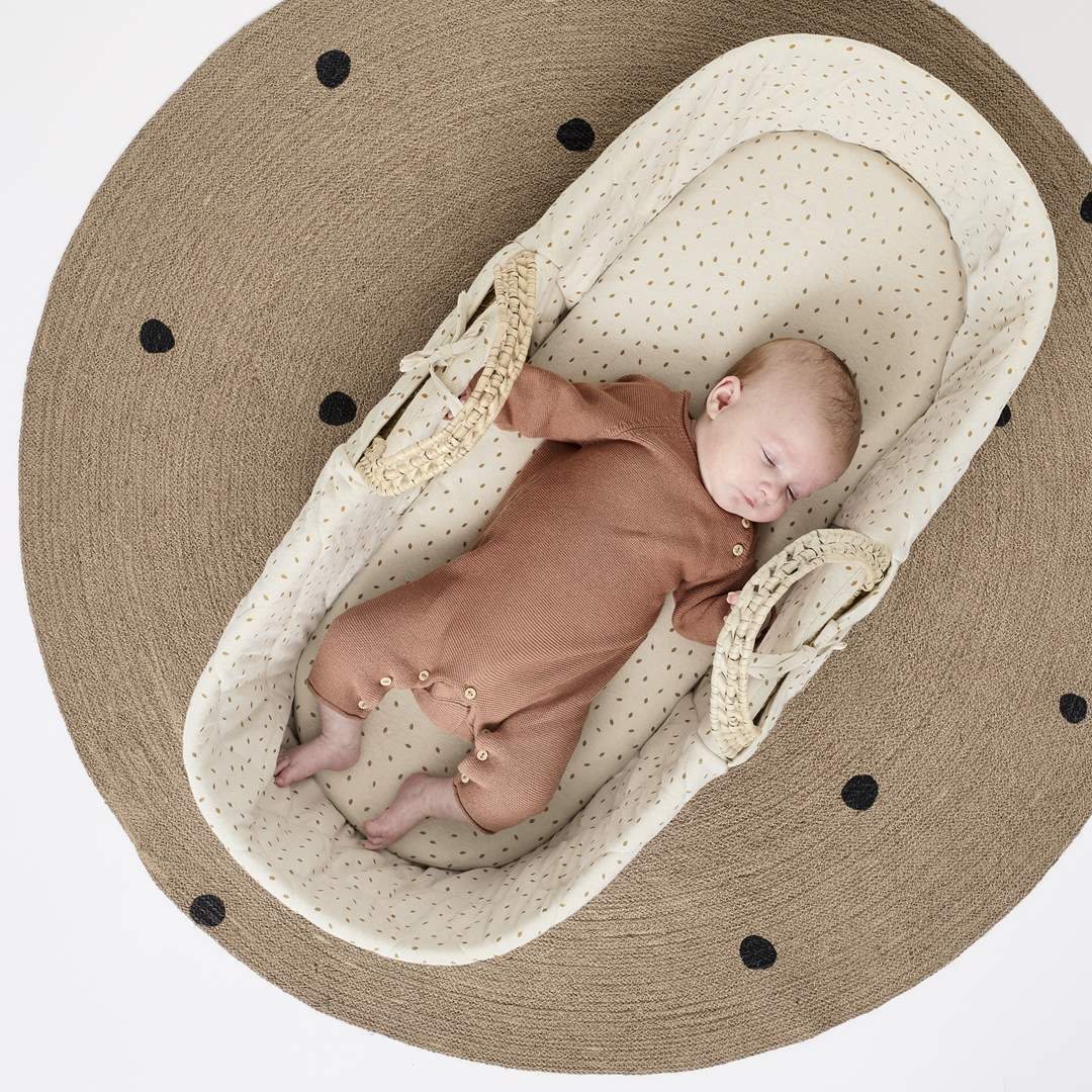 The Little Green Sheep Quilted Moses Basket Bundle - Linen Rice-Moses Baskets- | Natural Baby Shower