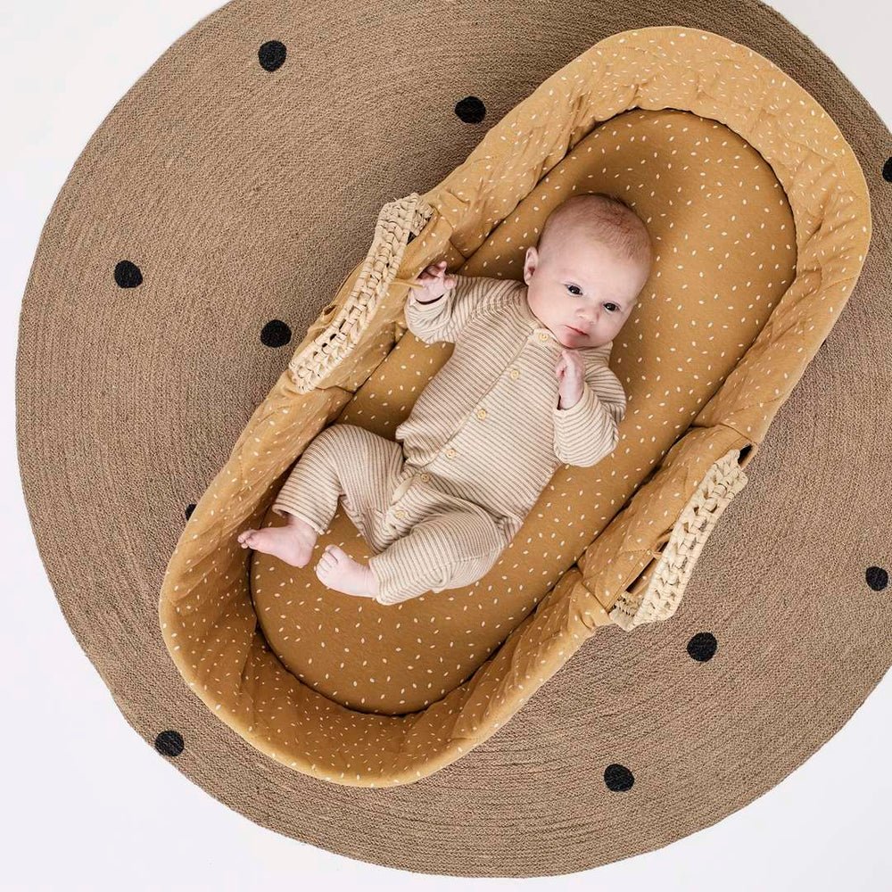 The Little Green Sheep Natural Quilted Moses Basket + Mattress - Honey-Moses Baskets- | Natural Baby Shower