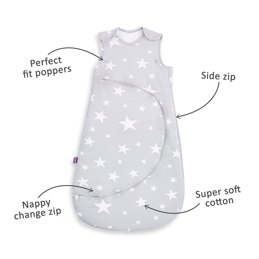 SnuzPouch Sleeping Bag - White Stars - TOG 1.0-Sleeping Bags-0-6m-White Stars | Natural Baby Shower