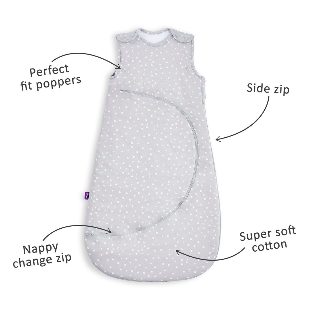 SnuzPouch Sleeping Bag - White Spots - TOG 0.5-Sleeping Bags-0-6m-White Spots | Natural Baby Shower