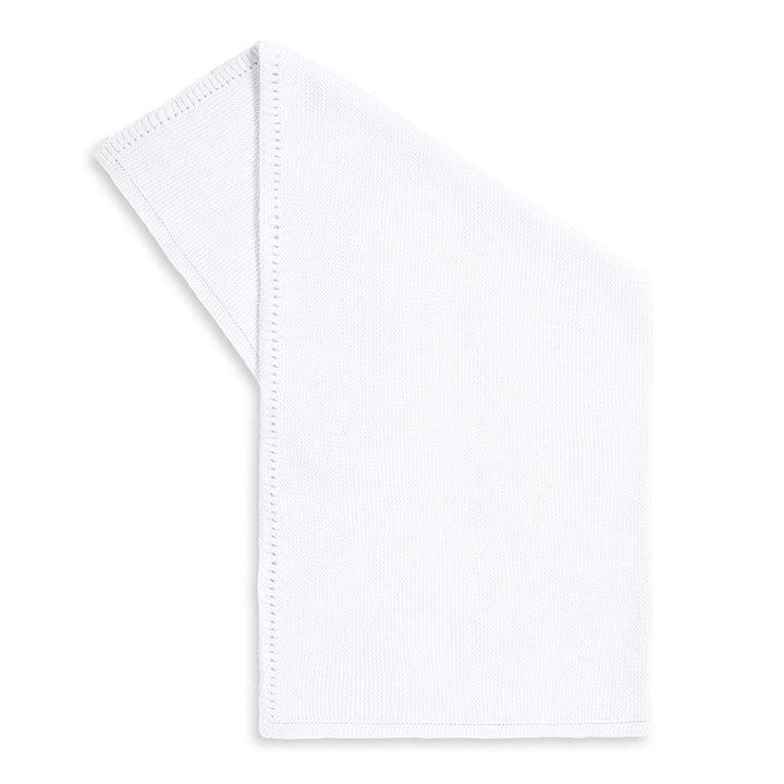 The Little Green Sheep Organic Knitted Cellular Baby Blanket - White-Blankets- | Natural Baby Shower