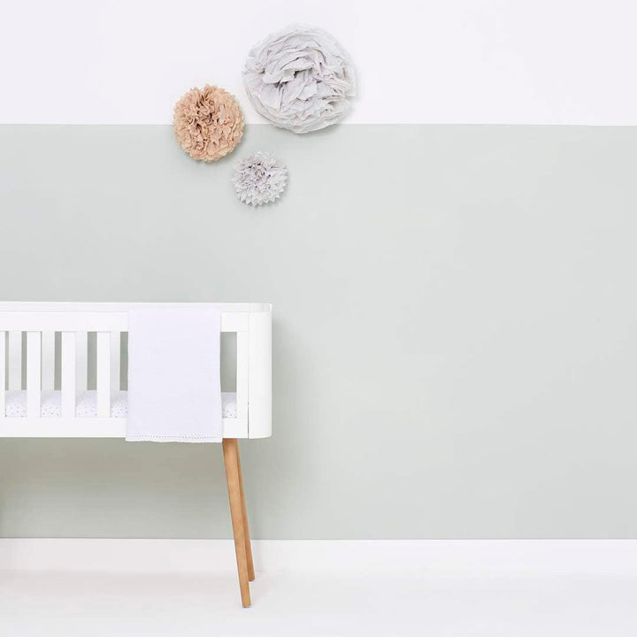 The Little Green Sheep Organic Knitted Cellular Baby Blanket - White-Blankets- | Natural Baby Shower