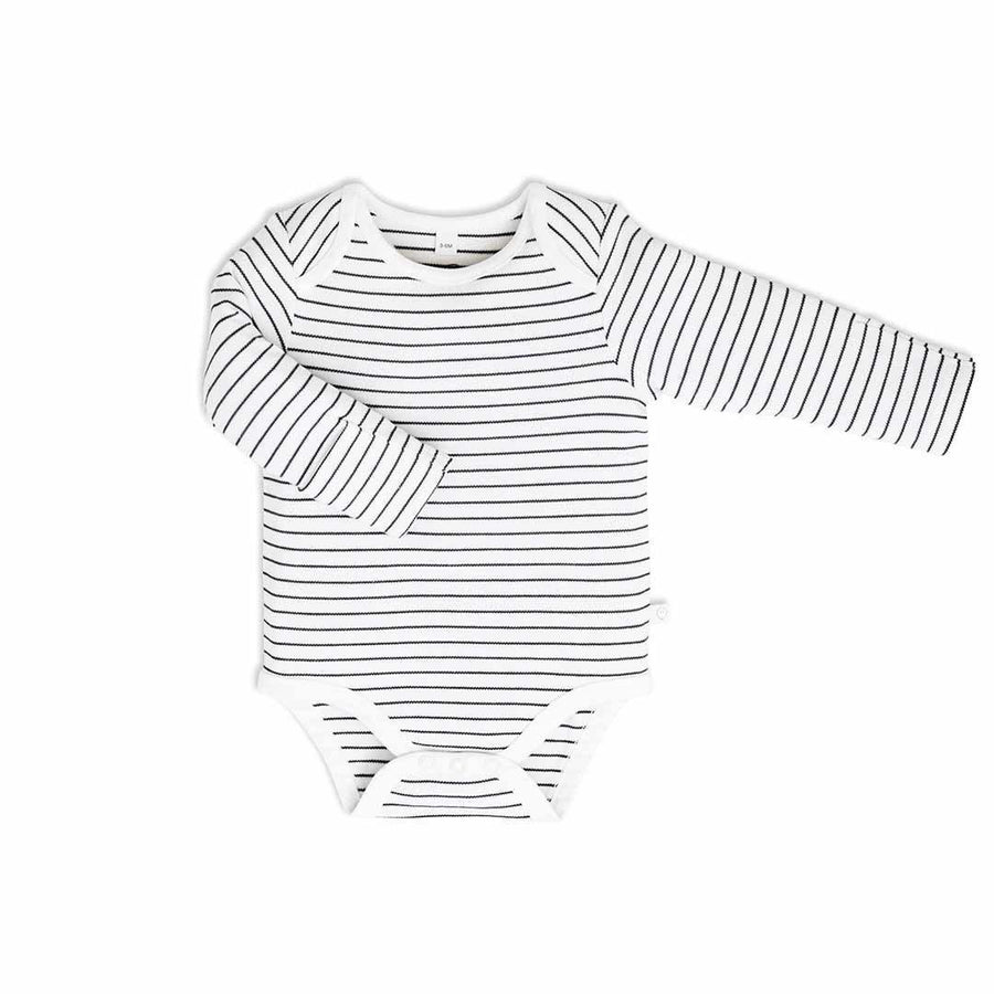 MORI Long Sleeve Bodysuit - Grey Stripe-Bodysuits-NB-Grey Stripe | Natural Baby Shower