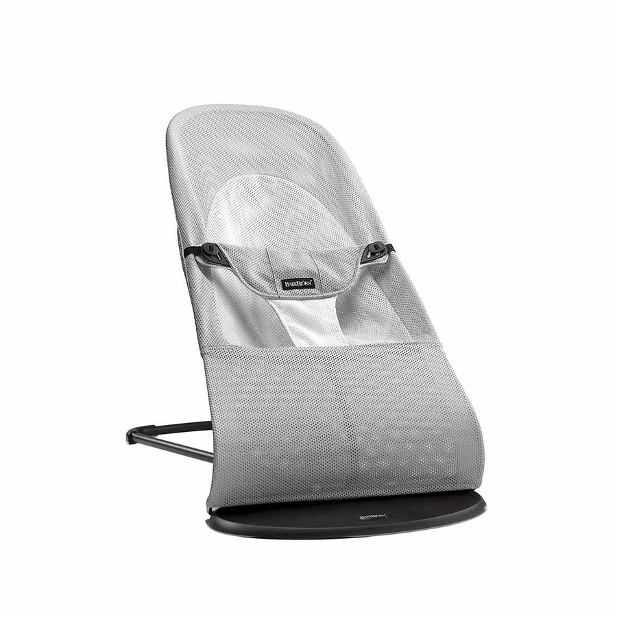 BabyBjorn Balance Soft Mesh Baby Bouncer - Black Frame - Silver/White-Baby Bouncers- | Natural Baby Shower