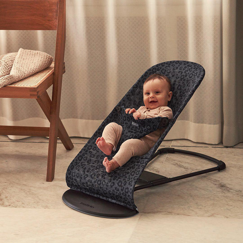 BabyBjorn Bouncer Bliss - Mesh - Anthracite + Leopard-Baby Bouncers-Anthracite/Leopard Mesh- | Natural Baby Shower