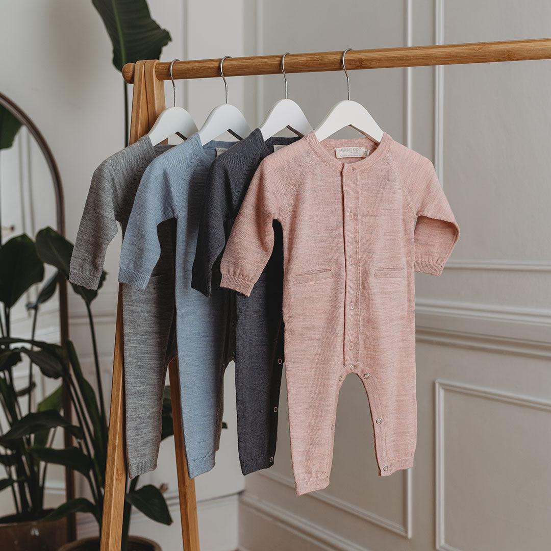 Merino Kids All-In-One Button Through Bodysuit - Dark Slate-Rompers-Dark Slate-0-3m | Natural Baby Shower