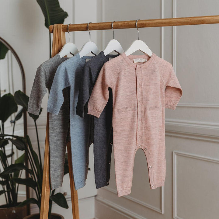 Merino Kids All-In-One Button Through Bodysuit - Dark Slate-Rompers-Dark Slate-0-3m | Natural Baby Shower