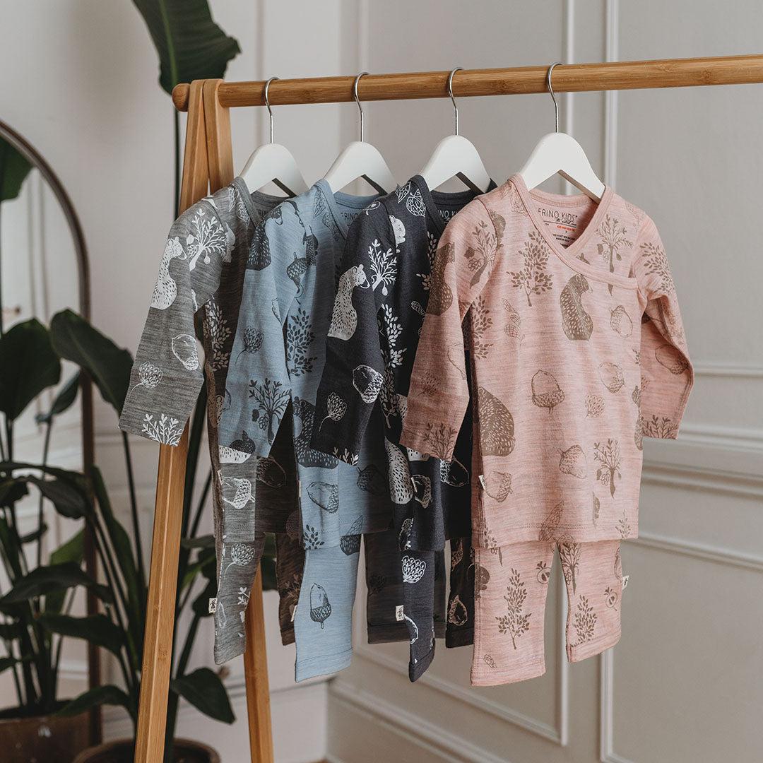 Merino Kids Essential Pyjamas - Bear Print - Misty Rose-Pyjamas-Misty Rose-6-12m | Natural Baby Shower