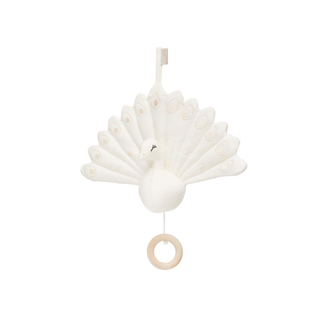 Cam Cam Copenhagen Peacock Music Mobile with Loop - Creme White-Baby Mobiles- | Natural Baby Shower