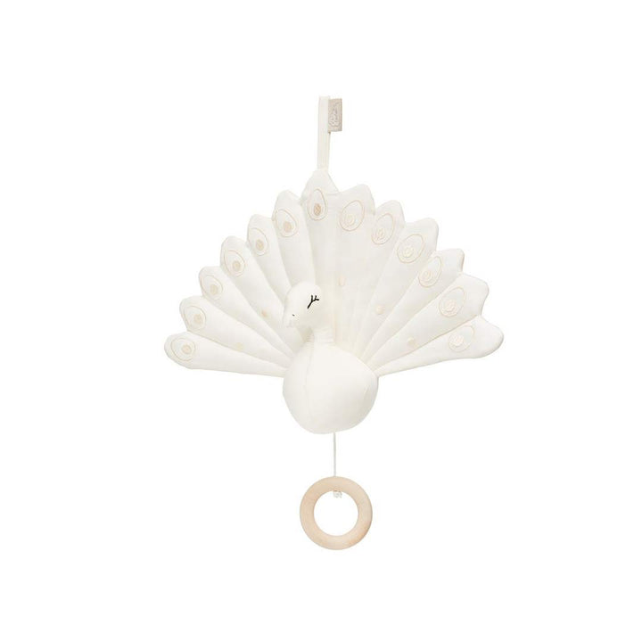 Cam Cam Copenhagen Peacock Music Mobile with Loop - Creme White-Baby Mobiles- | Natural Baby Shower