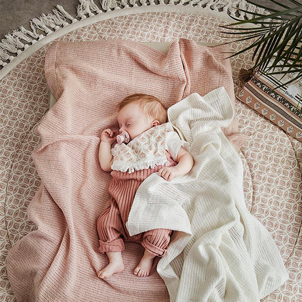 Elodie Details Cellular Blanket - Powder Pink-Blankets-One Size- | Natural Baby Shower
