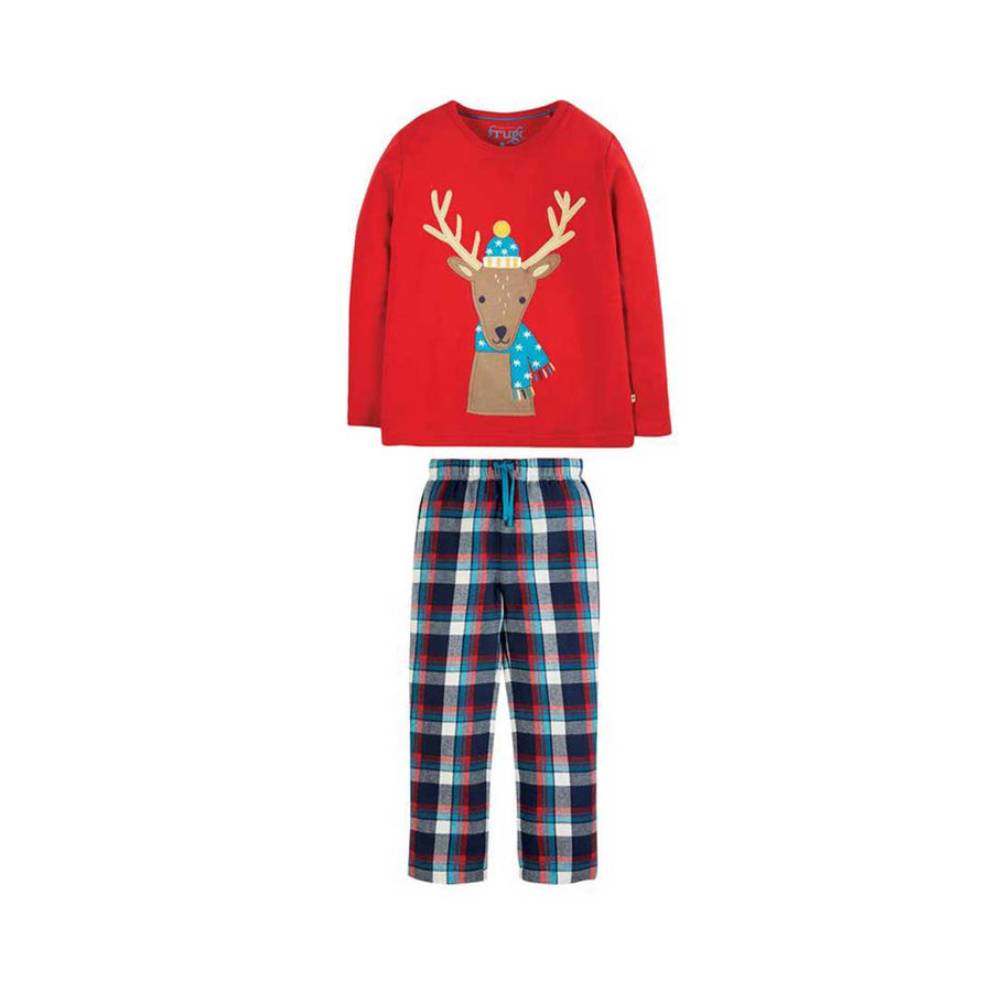 Frugi Caden Check Pjs - Tango/Reindeer-Pyjamas-Tango/Reindeer-2-3y | Natural Baby Shower