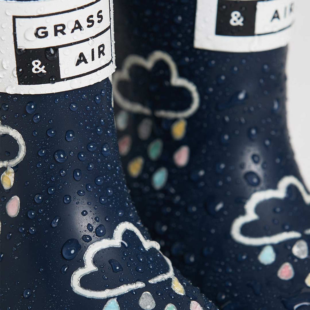 Grass & Air Colour-Revealing Wellies - Navy-Wellies-4 UK-Navy | Natural Baby Shower