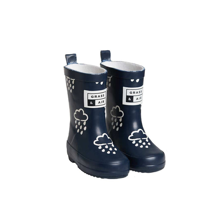 Grass & Air Colour-Revealing Wellies - Navy-Wellies-4 UK-Navy | Natural Baby Shower