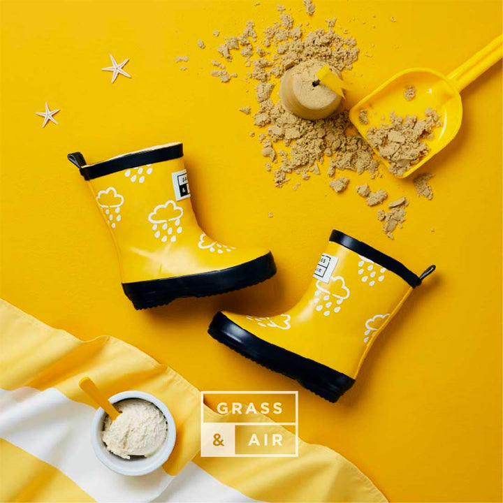 Grass & Air Colour-Revealing Wellies - Yellow-Wellies-4 UK-Yellow | Natural Baby Shower