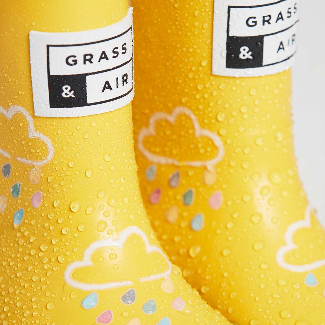 Grass & Air Colour-Revealing Wellies - Yellow-Wellies-4 UK-Yellow | Natural Baby Shower