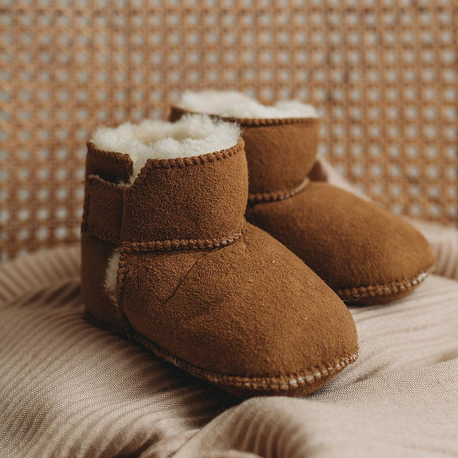 Heitmann Lambskin Booties - Camel-Booties-0-6m-Camel | Natural Baby Shower