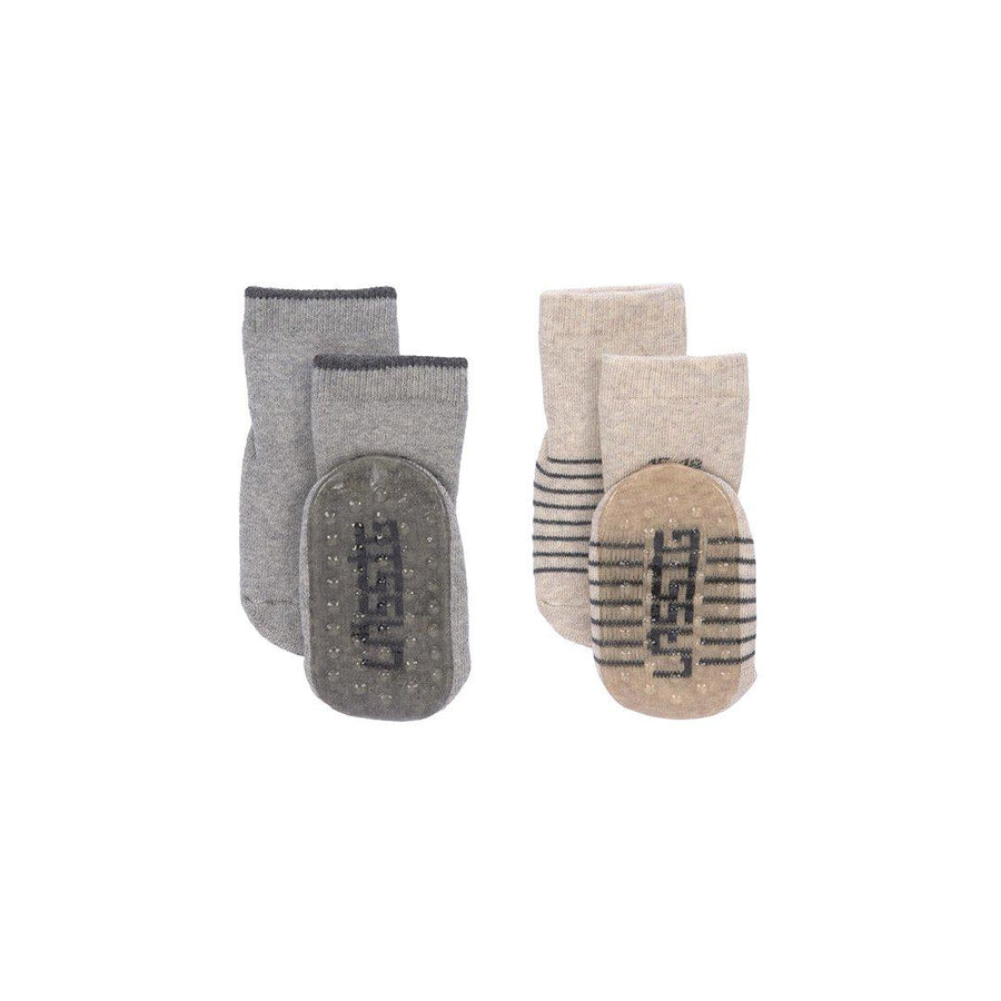 Lassig Anti-Slip Socks - Grey - 2 Pack-Socks-15-18-Grey | Natural Baby Shower