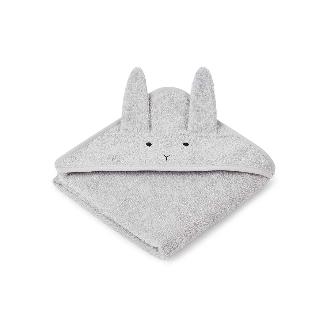 Liewood Albert Hooded Baby Towel - Rabbit - Dumbo Grey-Bath Towels-Dumbo Grey-One Size | Natural Baby Shower