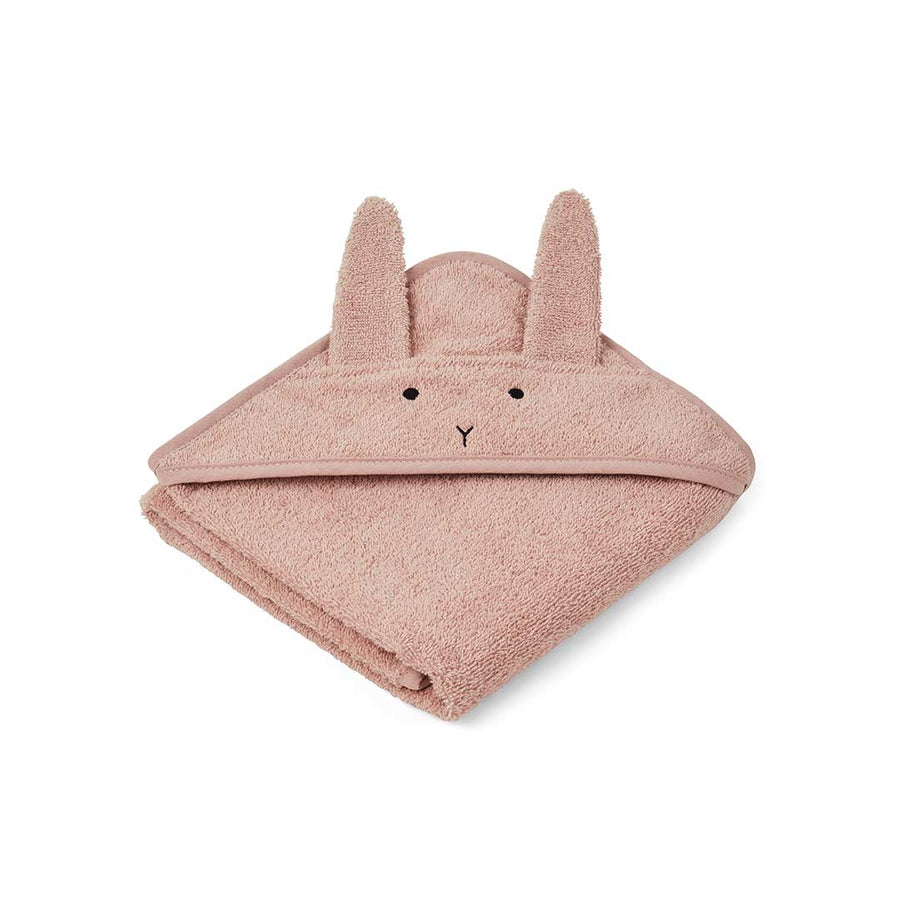 Liewood Albert Hooded Baby Towel - Rabbit - Rose-Bath Towels-Rose-One Size | Natural Baby Shower
