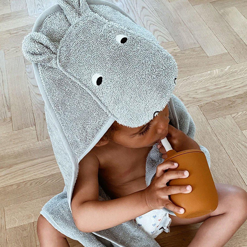 Liewood Augusta Hooded Towel - Hippo - Dove Blue-Bath Towels-Hippo Dove Blue- | Natural Baby Shower