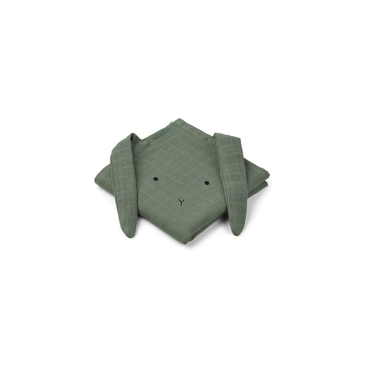 Liewood Hannah Muslin Cloths - Rabbit - Faune Green - 2 Pack-Muslin Squares- | Natural Baby Shower