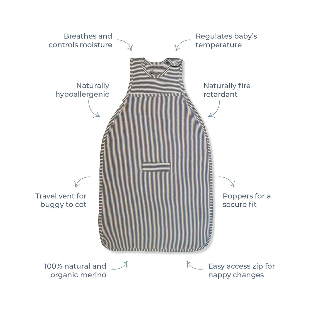 Merino Kids Go Go Sleeping Bag - Standard Weight - Sheep - Grey-Sleeping Bags-Grey-3-24m | Natural Baby Shower