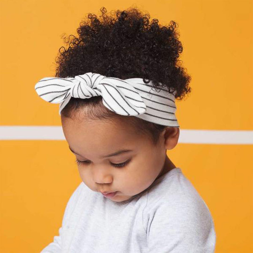 MORI Baby Bow Headband - Grey Stripe-Headbands-One Size-Grey Stripe | Natural Baby Shower
