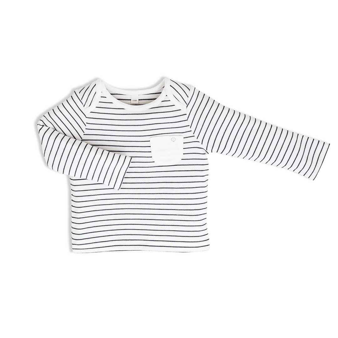 MORI Everyday T-Shirt - Grey Stripe-Tops-NB-Grey Stripe | Natural Baby Shower