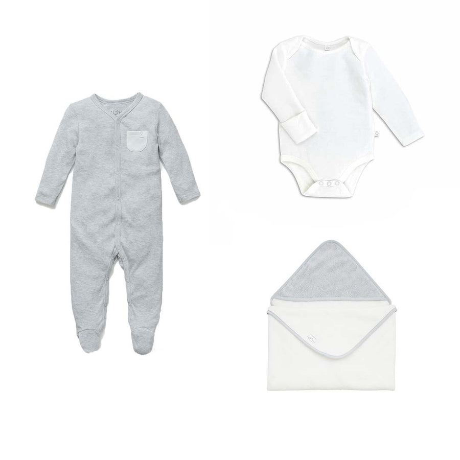 MORI Soak + Sleep Set - Grey-Clothing Sets-NB-Grey | Natural Baby Shower