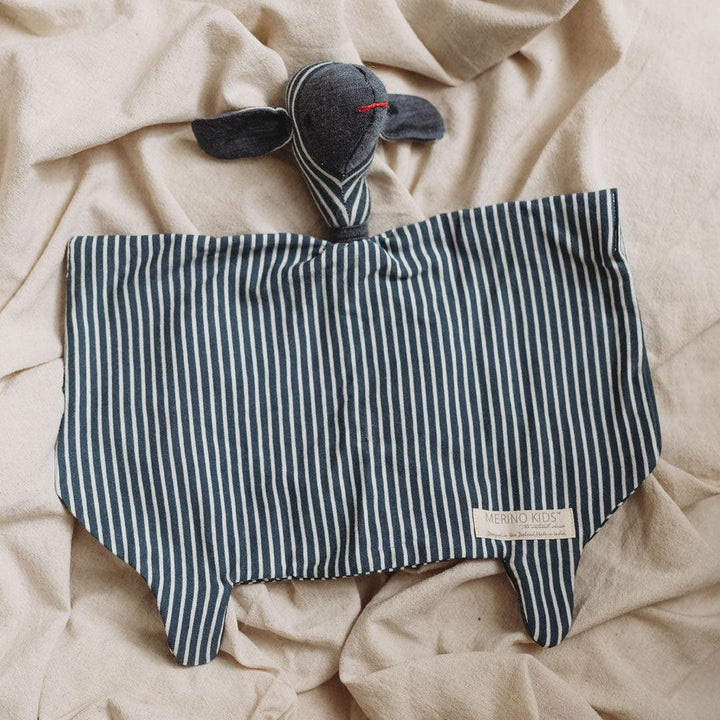 Merino Kids Snuggle Toy Comforter - Navy Stripe-Comforters-Navy- | Natural Baby Shower
