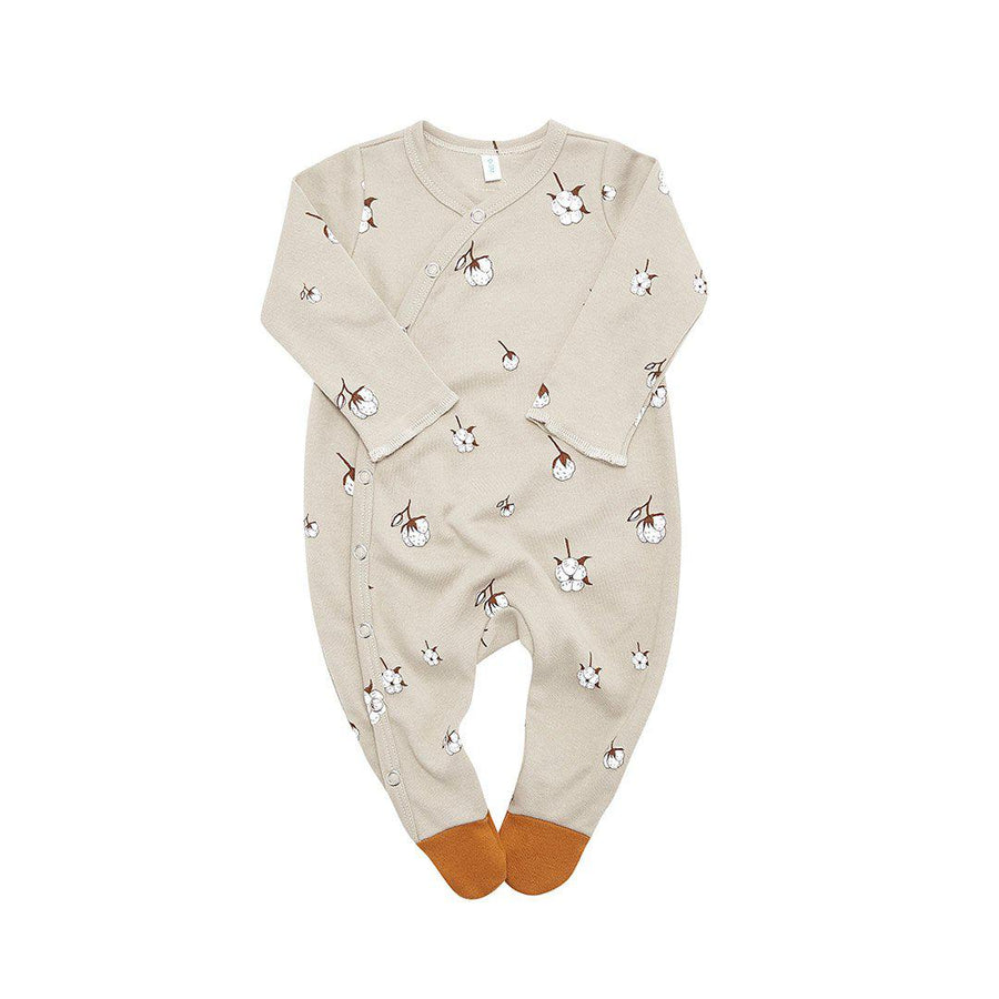 Organic Zoo Suit with Contrast Feet - Cotton Field-Sleepsuits-Newborn-Cotton Field | Natural Baby Shower