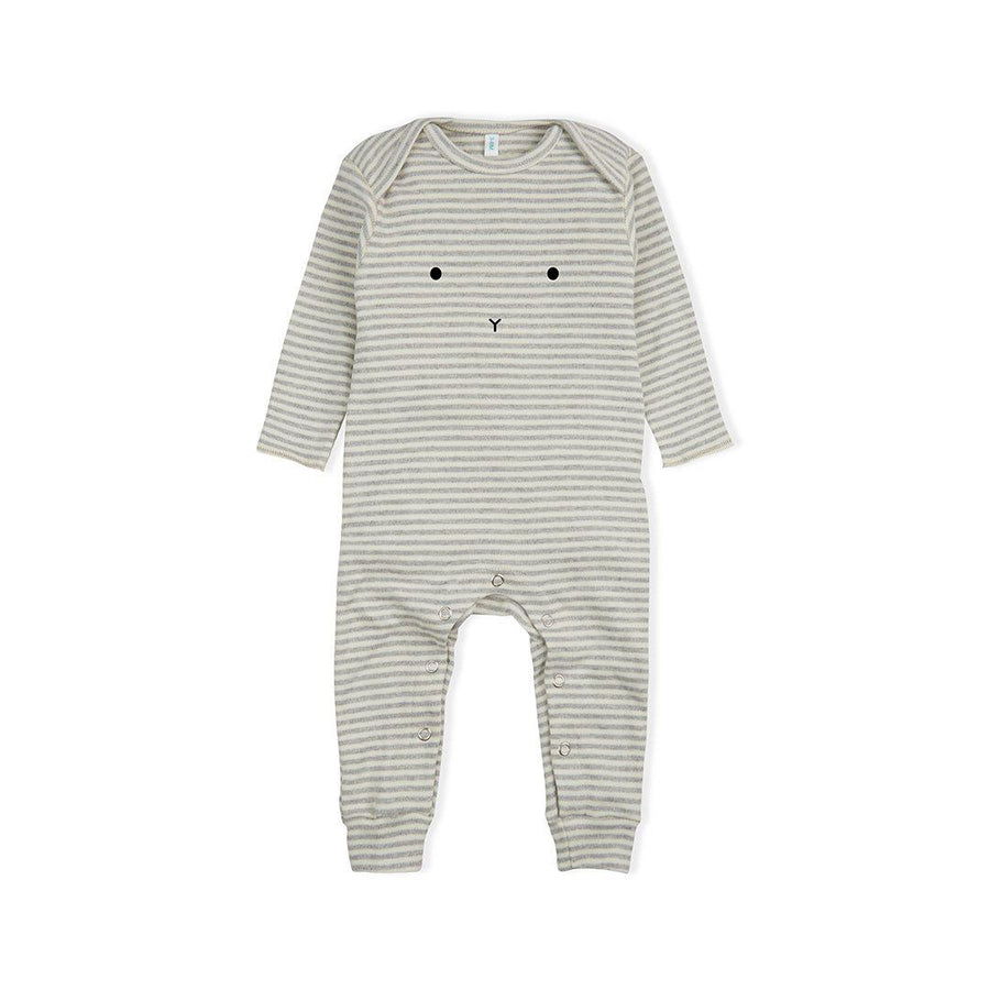 Organic Zoo Bunny Playsuit - Grey Stripes-Rompers- Natural Baby Shower