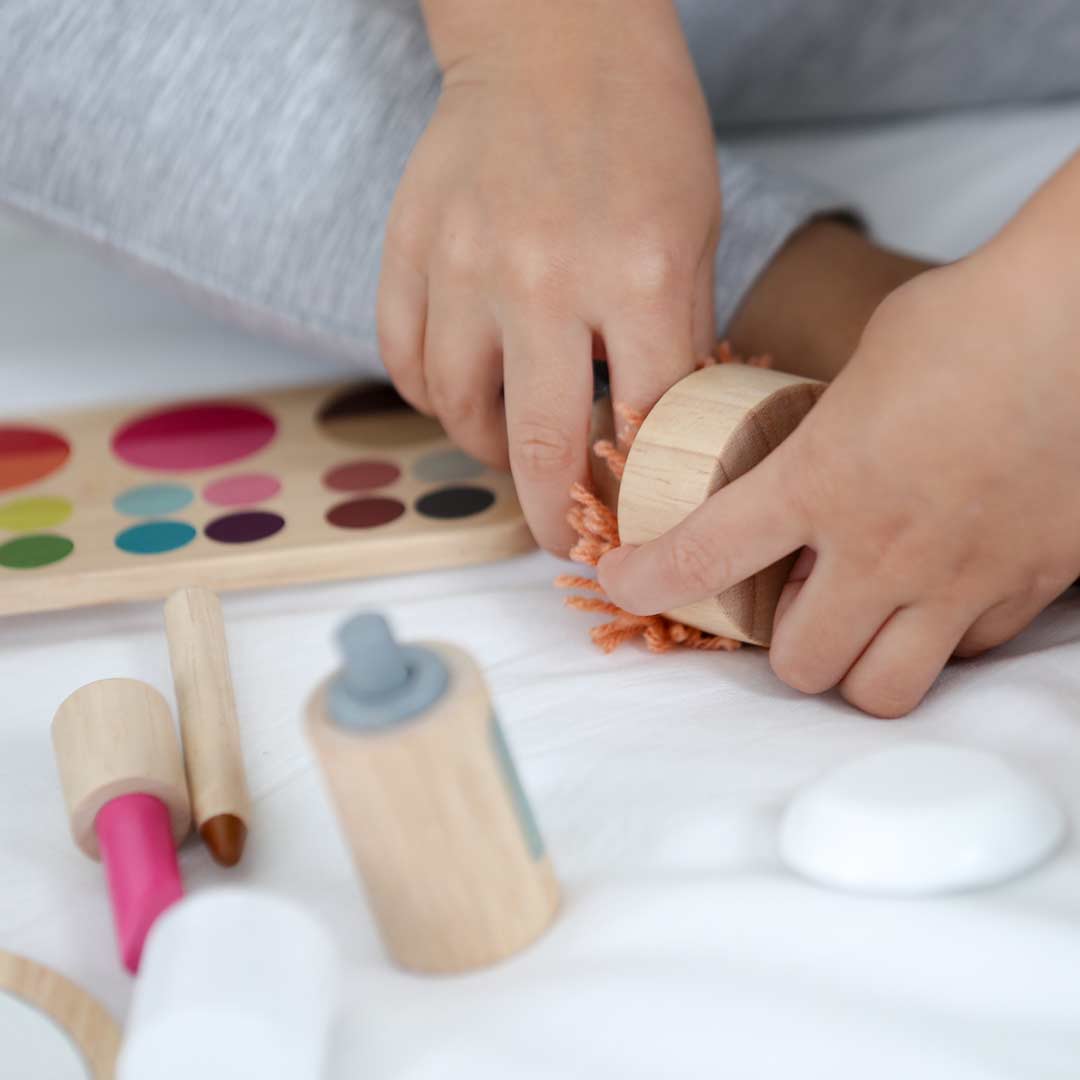 Wooden Toy Makeup Set Full MakeUp Bag Natural Baby Shower