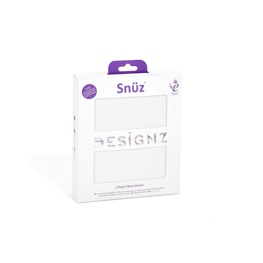 Snuz Crib Fitted Sheets - White - 2 Pack-Sheets- | Natural Baby Shower