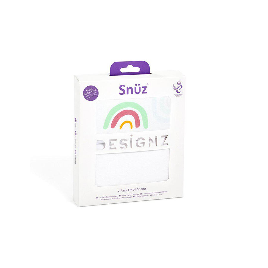 Snuz Moses Basket/Pram Fitted Sheets - Colour Rainbow - 2 Pack-Sheets- | Natural Baby Shower