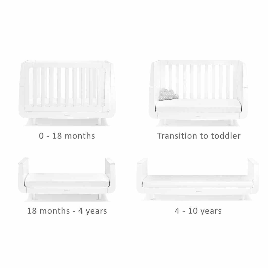 Snuzkot Cot Bed Funky Style in Sleek White Natural Baby Shower