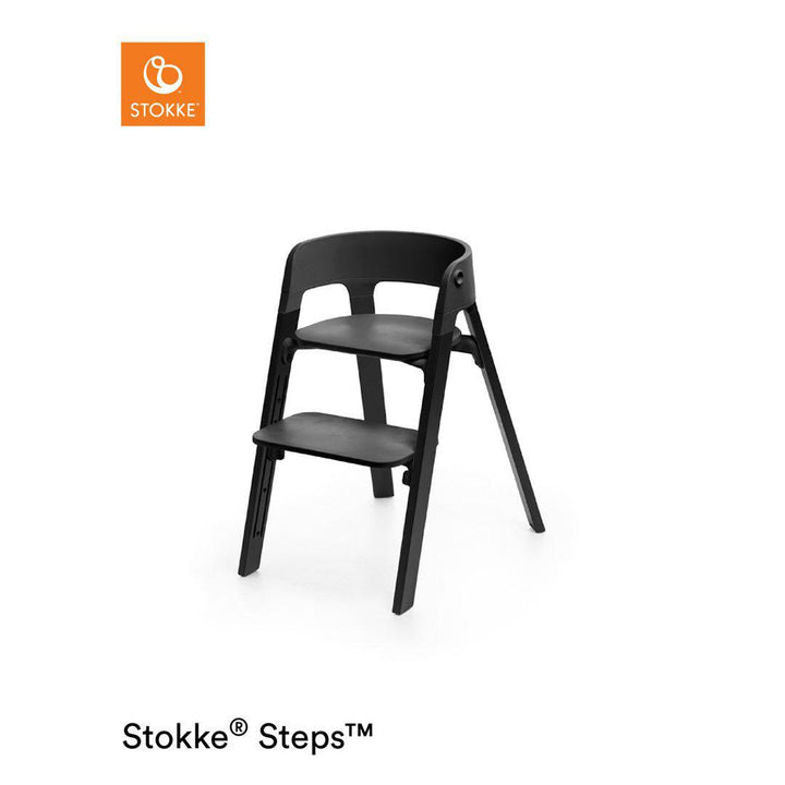 Stokke Steps Chair + Bouncer Bundle - Black-Highchairs-Black Seat-Soft Sage Bouncer | Natural Baby Shower